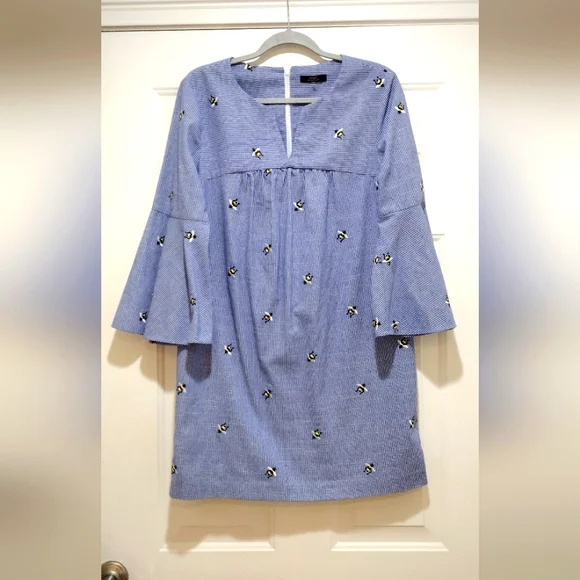 Trina Turk | Dresses | Trina Turk Cambry Stripe Shift Preppy Bee Embroidered  Dress Bell Sleeves Size | Poshmark